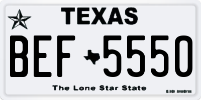 TX license plate BEF5550