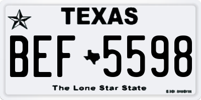 TX license plate BEF5598