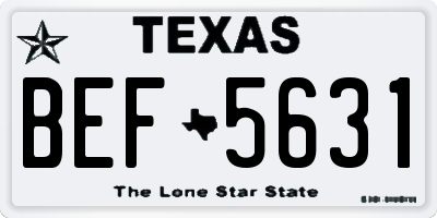 TX license plate BEF5631