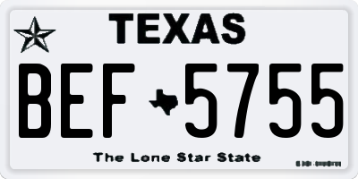 TX license plate BEF5755