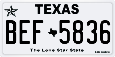 TX license plate BEF5836
