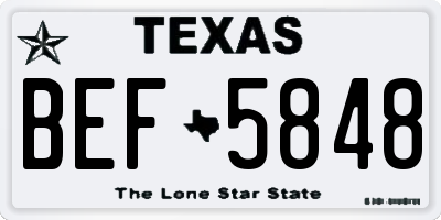 TX license plate BEF5848