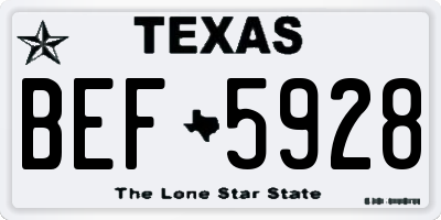 TX license plate BEF5928