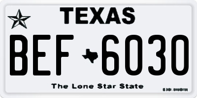TX license plate BEF6030