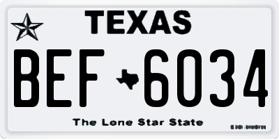 TX license plate BEF6034