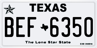 TX license plate BEF6350