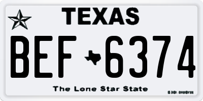 TX license plate BEF6374