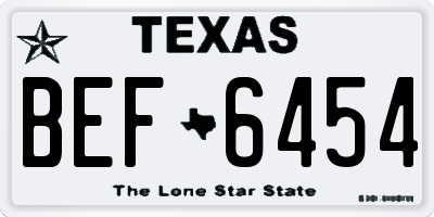 TX license plate BEF6454