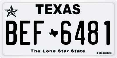 TX license plate BEF6481