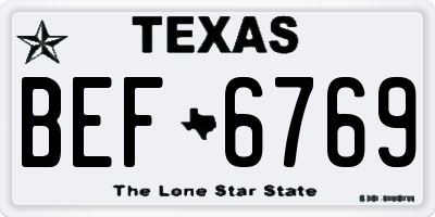 TX license plate BEF6769