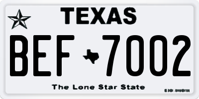 TX license plate BEF7002