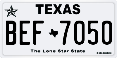 TX license plate BEF7050