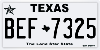 TX license plate BEF7325
