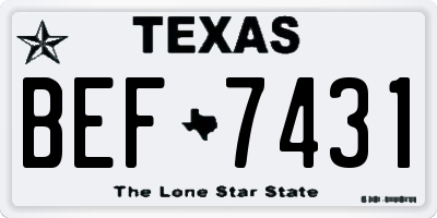 TX license plate BEF7431