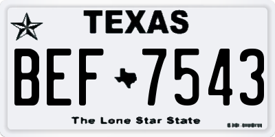 TX license plate BEF7543