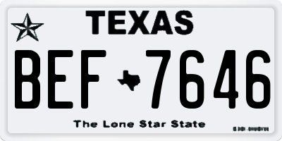 TX license plate BEF7646