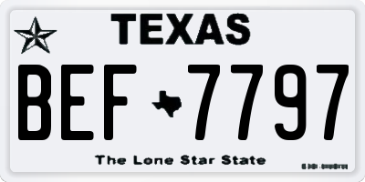 TX license plate BEF7797