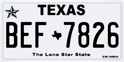 TX license plate BEF7826