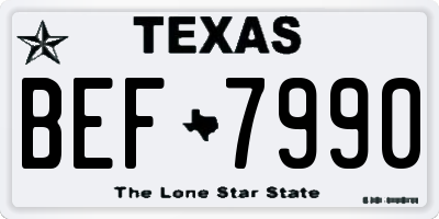 TX license plate BEF7990