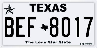 TX license plate BEF8017