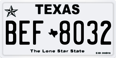 TX license plate BEF8032