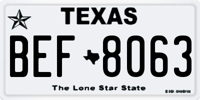TX license plate BEF8063