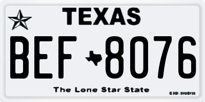 TX license plate BEF8076