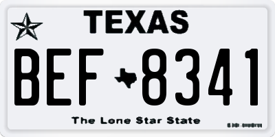 TX license plate BEF8341