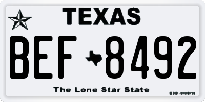 TX license plate BEF8492