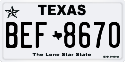 TX license plate BEF8670