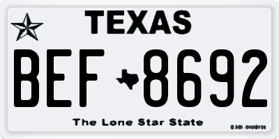 TX license plate BEF8692