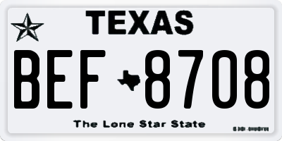 TX license plate BEF8708