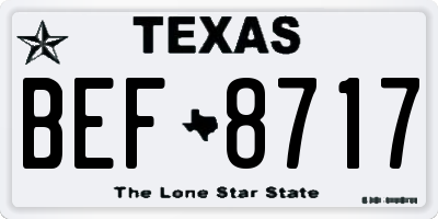 TX license plate BEF8717
