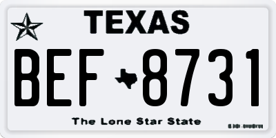 TX license plate BEF8731