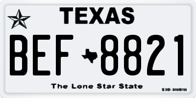 TX license plate BEF8821