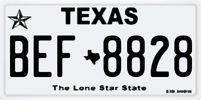 TX license plate BEF8828