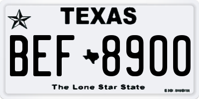 TX license plate BEF8900