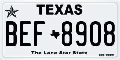 TX license plate BEF8908