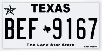 TX license plate BEF9167