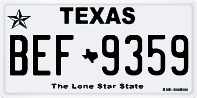 TX license plate BEF9359