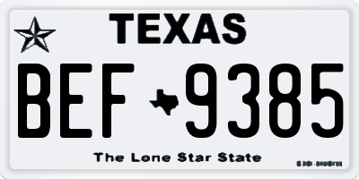 TX license plate BEF9385