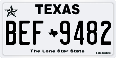 TX license plate BEF9482