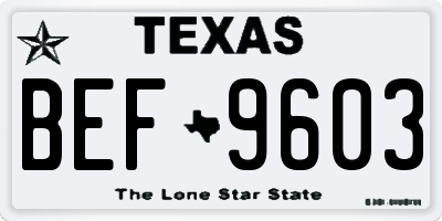 TX license plate BEF9603
