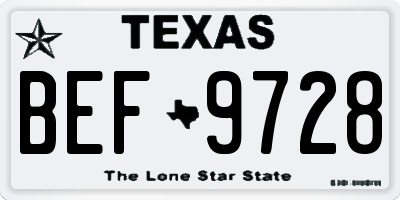 TX license plate BEF9728
