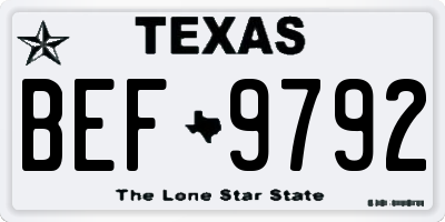 TX license plate BEF9792
