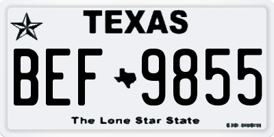 TX license plate BEF9855