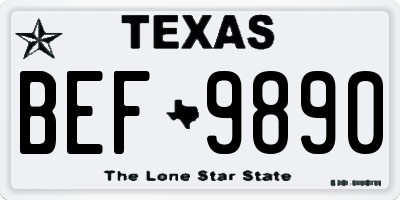 TX license plate BEF9890