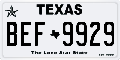 TX license plate BEF9929