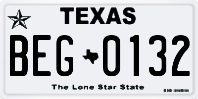 TX license plate BEG0132