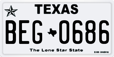 TX license plate BEG0686